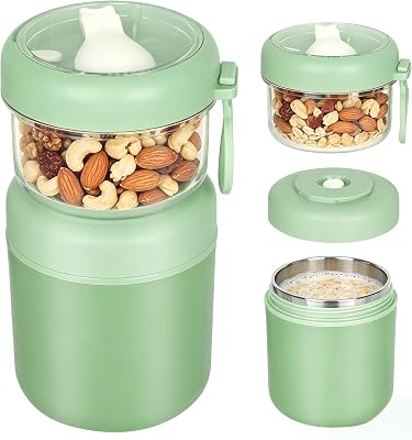Vaso Yogur y Cereales para Llevar, Vaso para Yogur Tiene 2 Compartimentos