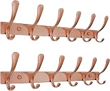 SKOLOO Coat Rack Wall Mounted 6 Hooks Pack of 2 Matte Rose Gold Stainless Steel view 1