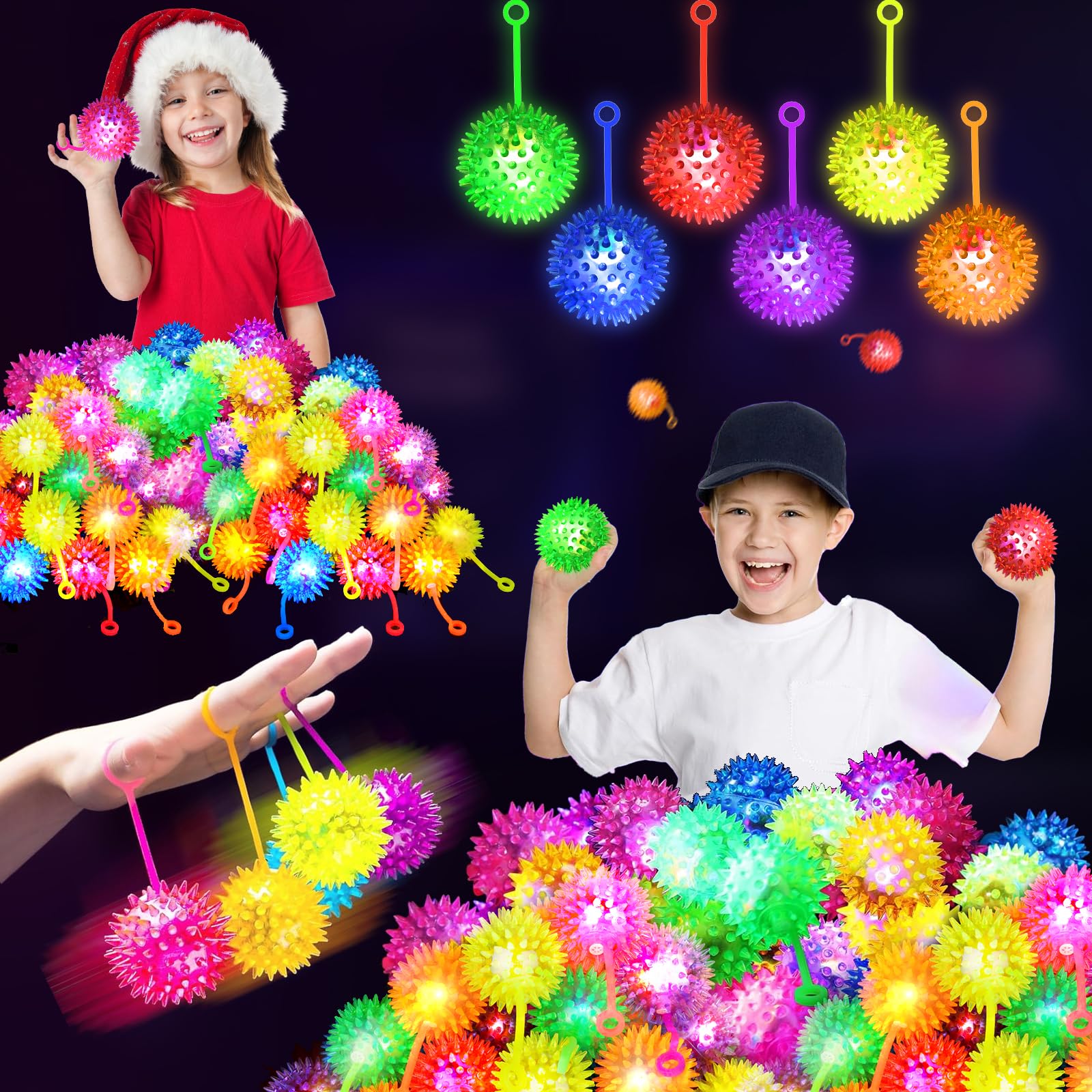 SHQDD 36PCS Light Up Ball, Bouncy Balls for Kids, 6 Colors Flashing Squeaky Ball, Light Up Toys, Balls for Toddlers 1-3, Glow in The Dark Party Favors for Teens, Adults, Children