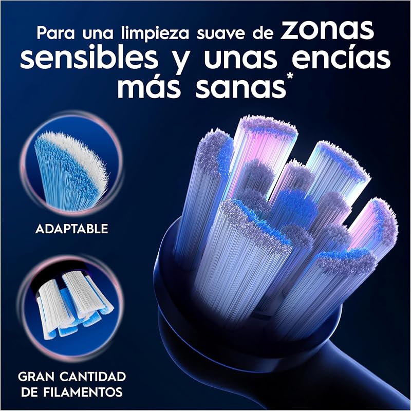 Cabeças de substituição originais Oral-B Series iO Gentle Care, pack de 8 recargas pretas para escovas de dentes elétricas Oral-B iO, escovagem suave, adequadas para gengivas sensíveis
