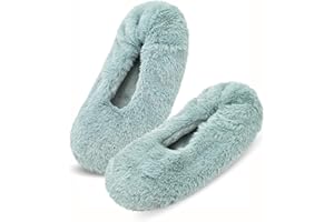 Keyela Women's Ballerina House Slippers with Soft Tie Bow and Suede Sole, Non-Slip Bedroom Slippers Socks