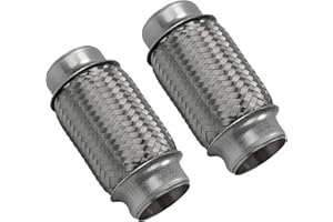 WestMotive, Exhaust Flex Pipe, 2"x6" Heavy Duty Stainless Steel Double Braid Flexible Tube, 2 Pack