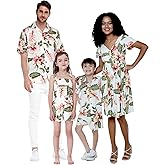 Matchable Family Hawaiian Luau Men Women Girl Boy Clothes in Cream Rafelsia
