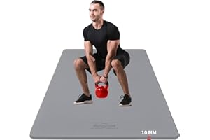 GymCope Extra Large Exercise Mat, 10'x6'/9'x6'/8'x6'/7'x5'/6'x4' (8mm/10mm) Thick Workout Mat for Home Gym Flooring, Garage, Shoe-Friendly, High-Density, MMA, HIIT, Weight Lifting, Cardio&Strength