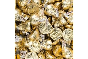 WH CANDY 1lb Gold Hershey Kisses with Almonds (Approx. 100 pcs) - 50th Anniversary Candy