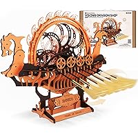 ROKR 3D Wooden Puzzle for Adults, 3-Hour Build, Viking Dragon Ship with LED Lights, Model Kits for Adults to Build, Ideal Gif