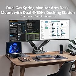 SIIG Dual Monitor Desk Arm Stand with 4K Laptop