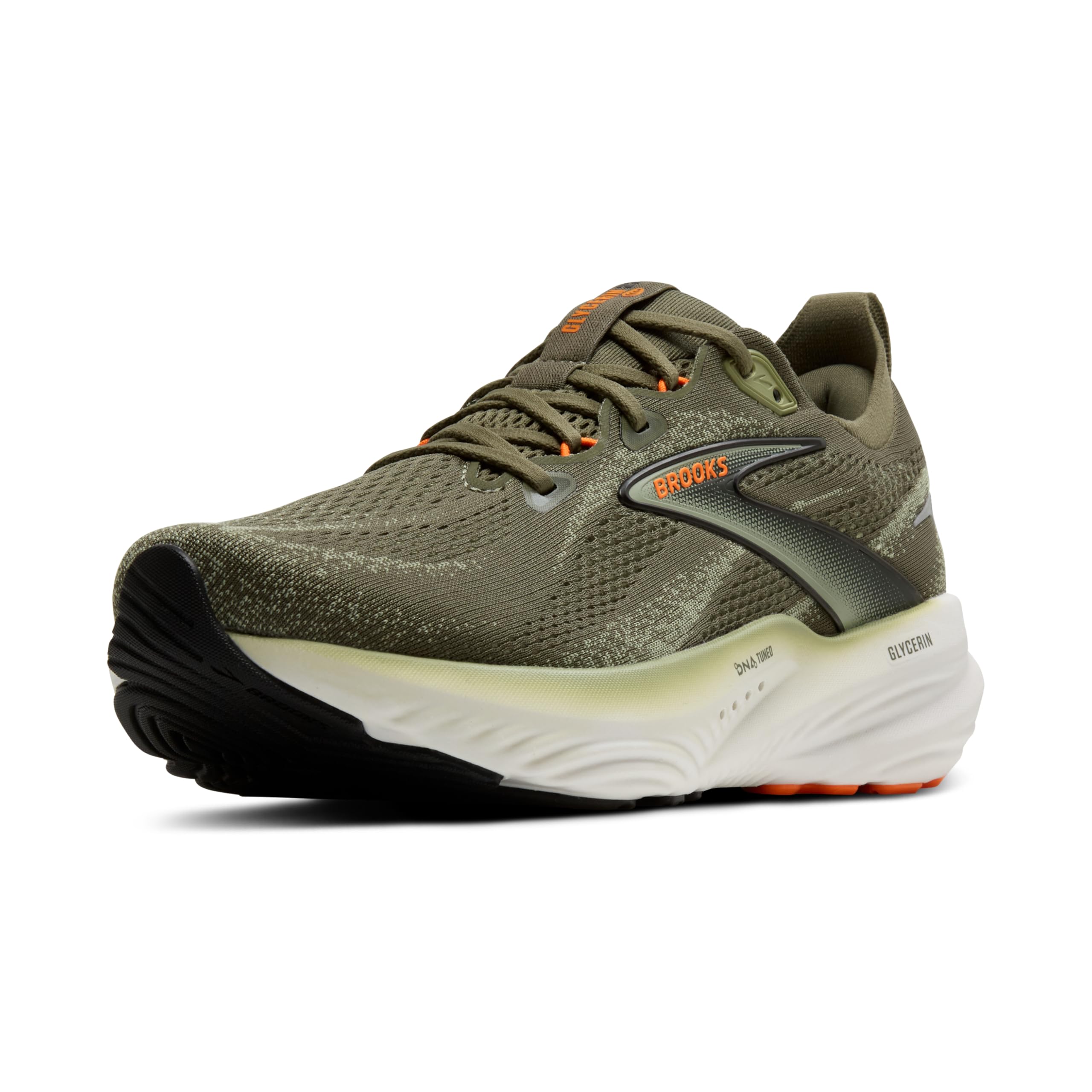 Brooks Men’s Glycerin 22 Neutral Running Shoe - Dusty Olive/Tea/Orange - 8.5 Medium Image