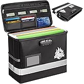BALEINE Fireproof Document Box with Lock, Portable Fireproof Document Bag Waterproof Fire Proof File Boxes for Documents, File Organizer Box for Important Paperwork (Black, 12.5''x10.5''x6'')