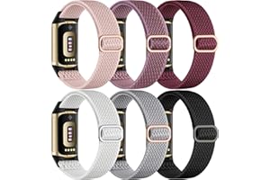 Maledan Stretchy Solo Loop Band Compatible with Fitbit Charge 5 Bands/Fitbit Charge 6 Bands for Women Men, 6 Pack Soft Nylon 