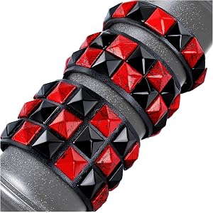 Addveyra Punk Studded Bracelet Set 3 Piece for Men Women Cuff Black | Checkered Leather Wristband, Adjustable, Wrist Jewelry