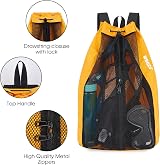 WANDF Swim Bag Mesh Drawstring Backpack Orange Beach Gym Gear view 6