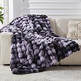 Faux Fur Throw Blanket for Couch, 1000 GSM Cozy Fuzzy Fluffy Soft Plush Thick Bubble Sherpa Blanket for Sofa Bedroom Living Room, Mothers Day Birthday Gifts for Women Home Decor