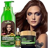 Herbishh After Color Shampoo Combo Contains Hair Color Shampoo Hair Dye 500ml Argan Oil Pro Keratin And Argan Hair Mask For Hair Straightening, Shine and Protection For Men And Women (Chestnut Brown)