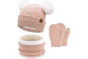 FZ FANTASTIC ZONE Toddler Kids Winter Hats Gloves Scarfs Beanie Mittens Neck Warmer for 0 6 12 Months 1 2 3 4-8 Year Old Baby Girls Boys Gifts
