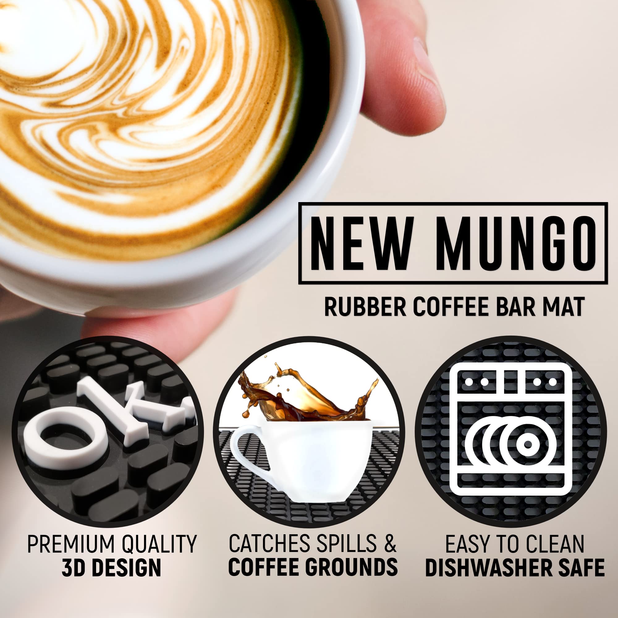 New Mungo Coffee Bar Mat – “Ok But First Coffee” – Spill-Proof PVC Coffee Station Mat, Non-Slip Countertop Protector 18