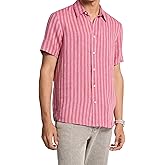 Michael Kors Mens Short Sleeve Linen Striped Classic Fit Shirt