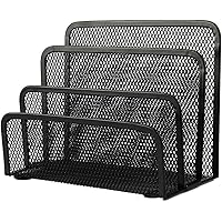 VANRA Small Letter Sorter Desktop File Holder Organizer Metal Mesh with 3 Vertical Upright Compartments (Black)