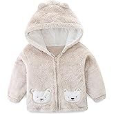 Newborn Infant Baby Boys Girls Cartoon Fleece Hooded Jacket Coat with Ears Warm Todder Kids Outwear Coat Zipper Up 1-6Y