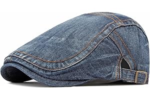 Folmywy Men's Denim Cotton Flat Cap Cotton Newsboy Hat Adjustable Soft Ivy Beret Hat Hunting Hats Gatsby Vintage Thin Black