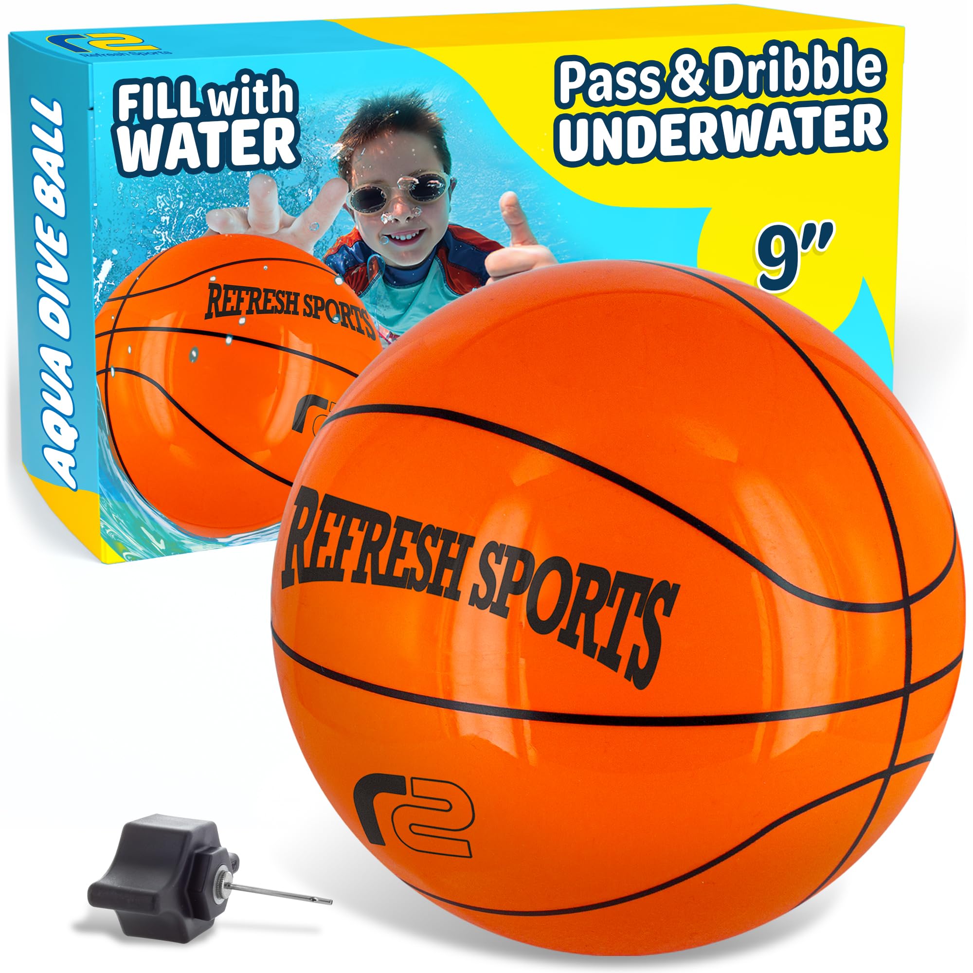 Photo 1 of Aqua Dive Pool Ball Basketball - Best Underwater Pool Toys For Kids & Teens - Fun Summer Water Toys & Beach Games for Boys & Girls - Watermelon Toy Gifts for Kids - Boy Gift for 8 9 10 11 12+ Year Old