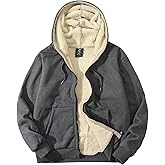 Flygo Men's Sherpa Hoodie Jacket Fleece Lined Zip Up Warm Hoodies Sweatshirt Winter Zipper Sweater Hooded Coat
