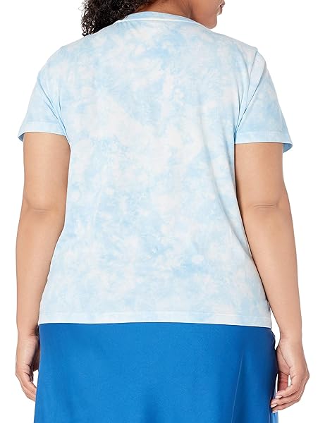 THE DROP WOMEN’S COURTNEY SHORT SLEEVE TINY CREW NECK JERSEY T-SHIRT SHIRT, -SKY BLUE TIE DYE, XXS