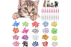 JOYJULY 100pcs Cat Nail Caps Kitten Caps Cat Caps Cat Nail Covers with 5pcs Adhesive Glue+5pcs Applicators+Instruction