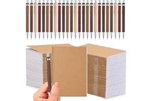 Kisston 50 Sets Christmas Mini Pocket Notebook with Pens Bulk Christmas Notebook Gifts Small Memo Notepad with Bamboo Pens for Employee Coworker Team Gifts(Retro Colors)