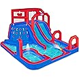 Sunny & Fun Mega Climb N’ Go Inflatable Water Slide Park – Heavy-Duty for Outdoor Fun - Climbing Wall, 2 Slides, Splash & Deep Pool – Easy to Set Up & Inflate with Included Air Pump & Carrying Case