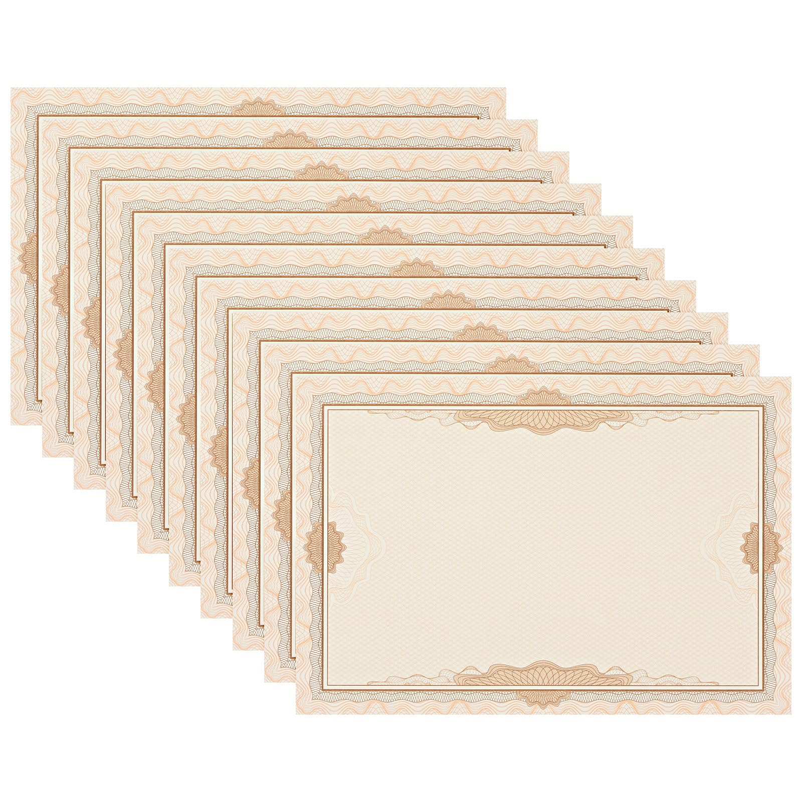 PATIKIL 50 Sheets Blank Certificate Paper, 8.5x11 Diploma Paper 120GSM for Office, Business, Graduation, Beige Paper with Brown Border
