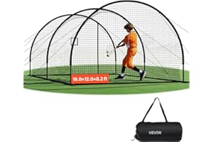 VEVOR Baseball Batting Cage, 19.9 x 12.0 x 8.2 FT Freestanding Portable Batting Cage, Hitting Cages with 30-Ply Knotted HDPE 