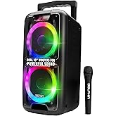 Party Speaker Dolphin Bluetooth SP-2100RBT-G - 10” Dual Woofers, Strong X-Bass, Sound-Activated LED, TWS, Extended Battery Life - Huge Bluetooth Party Speaker for Indoor & Outdoor Use - Black