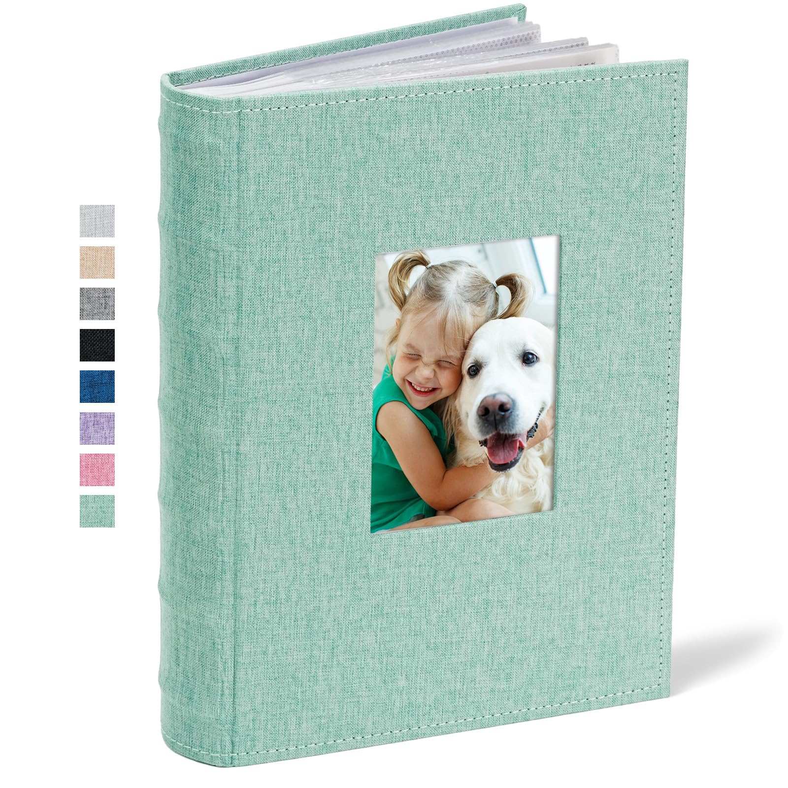 Vienrose Photo Albums 6x4 (15x10 cm) 300 Pockets Linen Cover with Memo Spaces Photobook Large Capacity Pictures Album Memory Book for Wedding, Family, Baby, Holidays, Special Occasions, Green