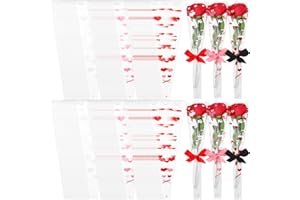Sayglossy 300 Pcs Single Flower Sleeve Clear Single Rose Sleeve Flower Wrapping Bags Plastic Single Rose Packaging Bags for Birthday Wedding Flower Gifts Supplies, 3 Colors