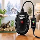 FREESEA Adjustable Turtle Tank Heater: Precise Temperature Control 64-95℉ | Deviation of Less 1.8F - Keep 1-10 Gallon 1.5" Shallow Water Turtle Tank Steady &amp; Safe - External Controller Easy to Adjust