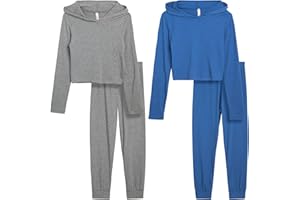 SWEET DREAMZ Sweet Hearts Girls Sweat Suit Set - 4 Piece Cozy Ribbed Pullover Hoodies and Jogger Sweatpants for Girls, Made in USA (5-12)