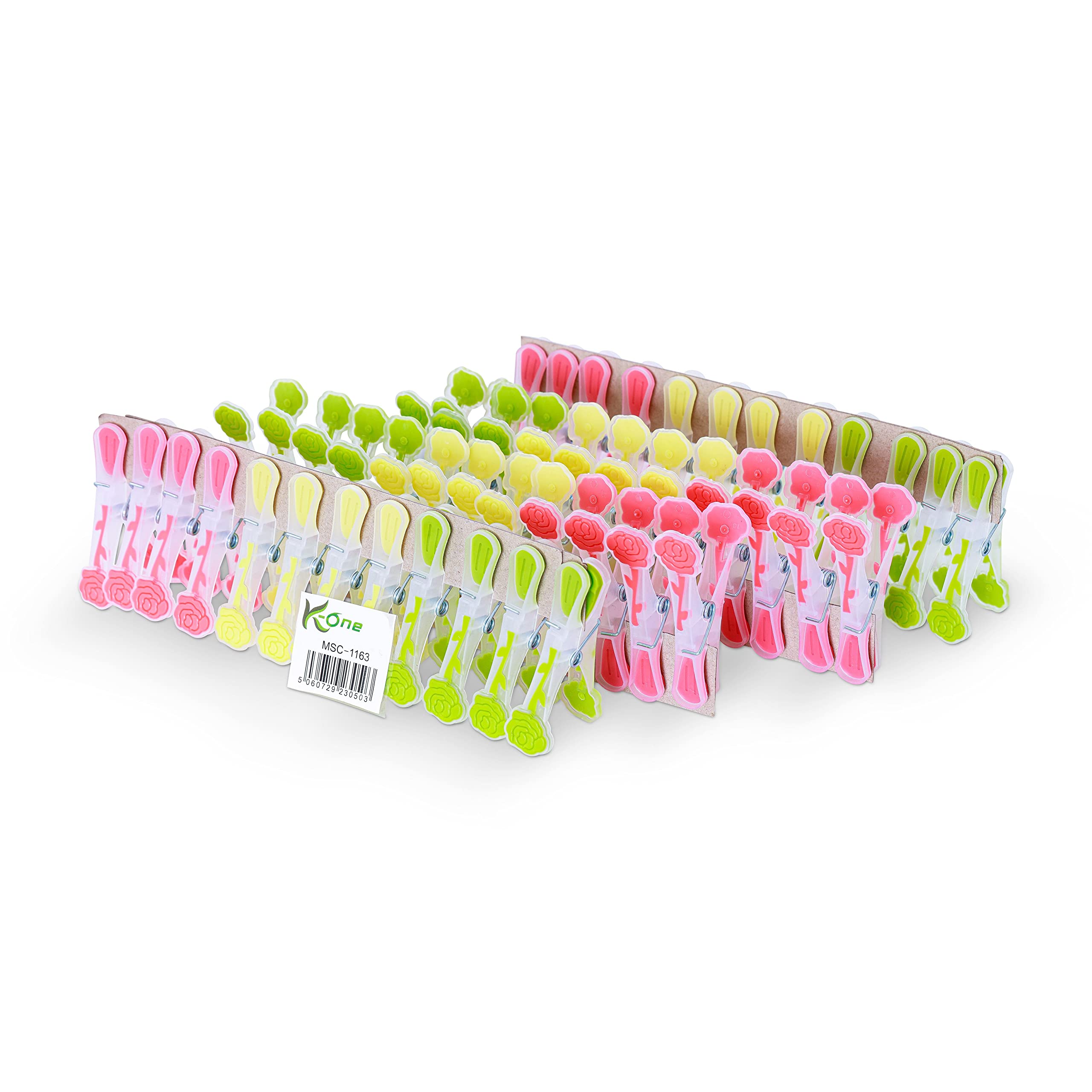 K-ONE 48 Pieces Strong Clothes Pegs for Laundry Washing Line | Airer Clips Grip Dry Garden | Laundry Pegs for Strong Windproof Supplies Soft Rubber Grip Pegs (Multiple Colours)
