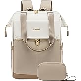 LOVEVOOK 17.3 Inch Laptop Backpack for Women, Large Capacity Travel Backpack with Organizer Bag, Waterproof Carry on Backpack Purse Work Bag with USB Port for Teacher Nurse, Beige-Khaki