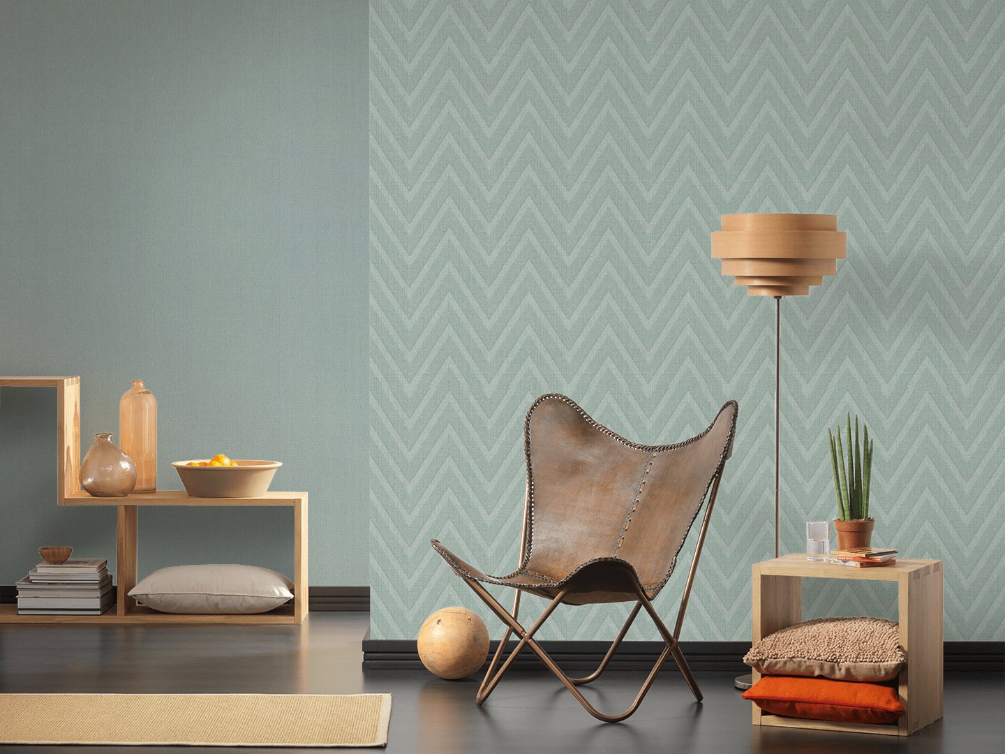 Plain Wallpaper Hygge Non-Woven Wallpaper 10.05 m x 0.53 m Green Made in Germany by Livingwalls 363814 36381-4