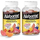 Airborne 750mg Vitamin C Gummies for Adults, Immune Support Gummies with Powerful Antioxidants VIT C & E, Caffeine Free - 2x63ct Bottle (42 Servings), Assorted Fruit Flavor