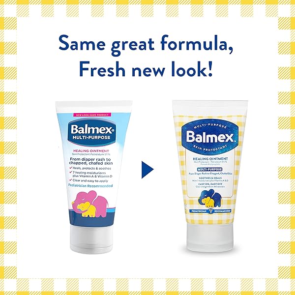 BALMEX MULTI-PURPOSE HEALING OINTMENT & SKIN PROTECTANT FOR DIAPER RASH AND CHAFING, WITH PETROLATUM, 7 MOISTURIZERS AND VITAMINS A&D, PEDIATRICIAN RECOMMENDED AND PARABEN-FREE, 3.5OZ