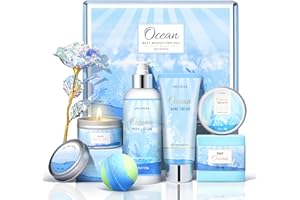 LUCOTIYA Gifts for Women, Ocean Scented Spa Gift for Women Birthday 7 Luxury Self Care Package, Gift Basket Care Package for Her Wife Mom Friends Female Bff