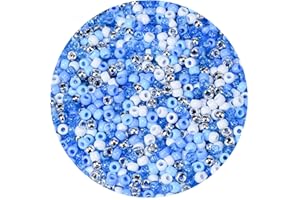 SISTENIA 1000PCS Winter Pony Beads Bulk – 6x9mm White Silver White Blue Glitter Kandi Beads for Bracelets, Jewelry Making, Hair Braids, Holiday Crafts & DIY Snowflake Decorations