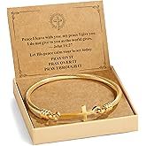OmniJuice Christian Bracelet for Women, Stainless Steel Cross Bracelet with Faith Card, Inspirational Gifts for Women, Friendship, Birthday, Christmas, or Thanksgiving Gift Box