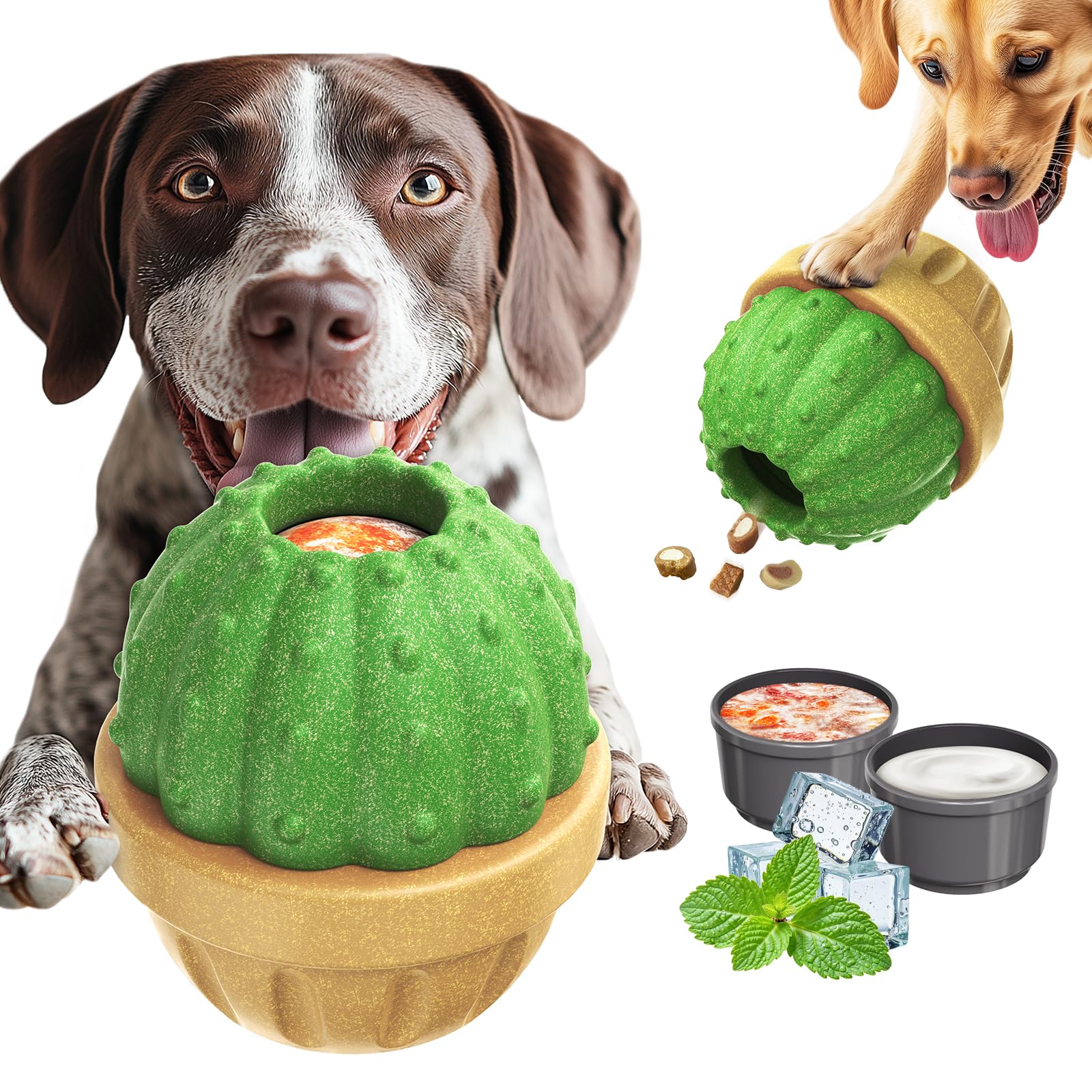 Photo 1 of DSUMD Interactive Dog Toys, Frozen Treat Dispensing for Aggressive Chewers, Indestructible Nylon Chew Toy, Slow Puzzle Feeder for Healthy Eating, for Small Medium Large Breed to Keep Them Busy, Green