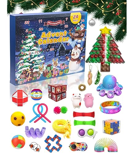Lot De 24 Jouets Pop Fidget Noël - 6 Motifs (Père Noël, Bonhomme De Neige...), Cadeaux Pour Enfants, Anti-Stress - 3