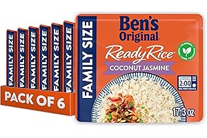 BEN'S ORIGINAL READY RICE Coconut Jasmine Family Size Rice, Easy Dinner Side, 17.3 oz Pouch (Pack of 6)