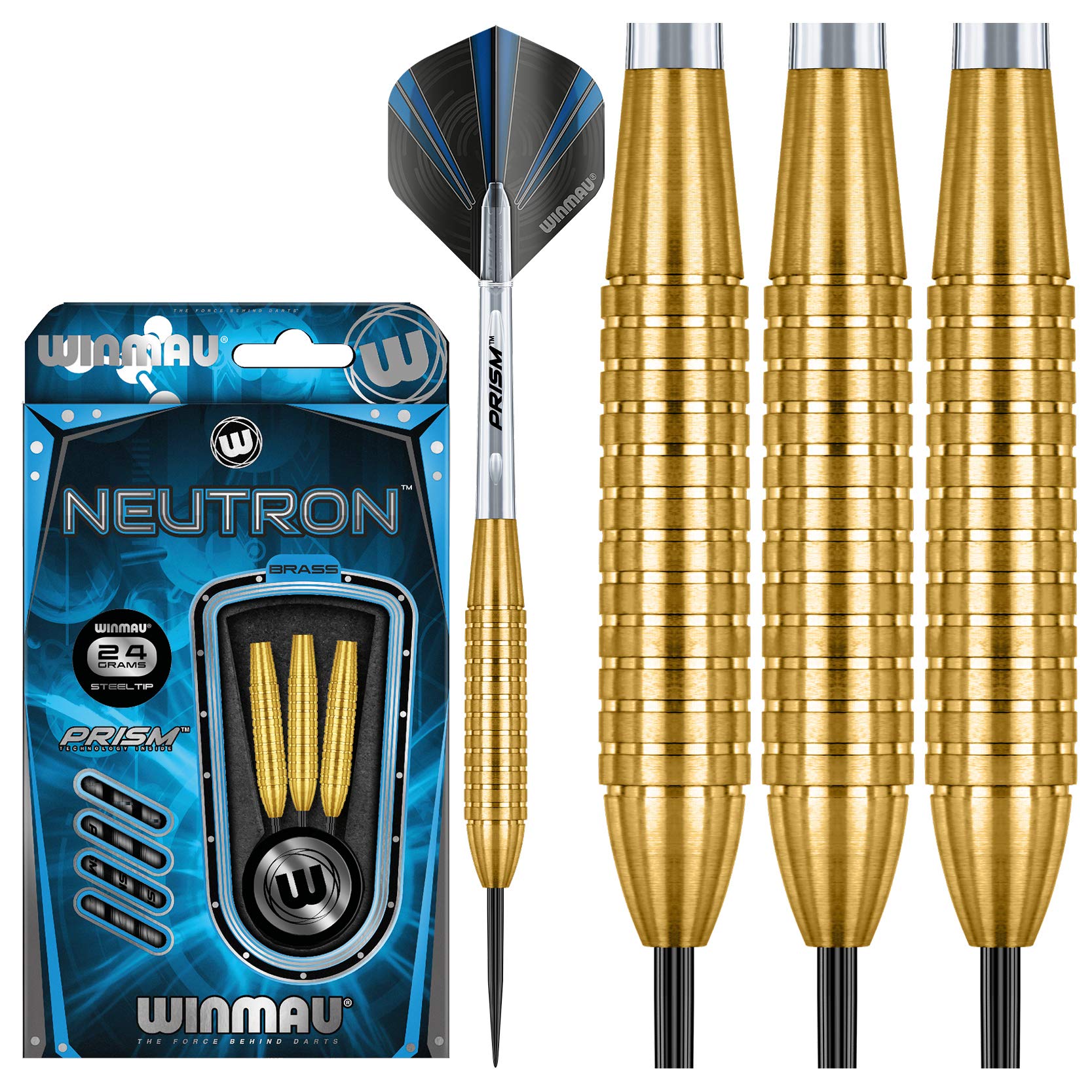 WINMAU Neutron 24 gram Brass Darts with Prism Flights and Shafts (Stems)