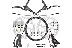 DYISLAND E-Bike Hydraulic Disc Brake Set 4-Pistons/2-Pistons, 2-PIN/3-PIN Pre-Bled with Mineral Oil Brakes Kit，Front and Rear Set，180mm 2.3mm Thick Rotors